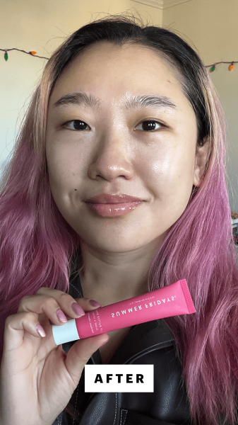 Han after applying the Summer Fridays Lip Butter Balm